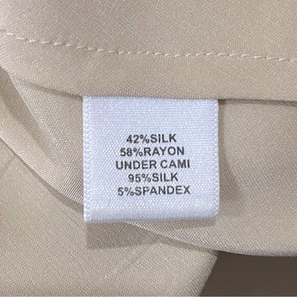 St. John Sheer Lined Silk Blend Draped Neck Sleeveless Cami Black Cream Top - S - Picture 10 of 13